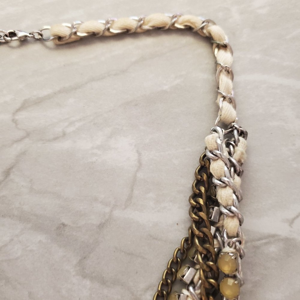 ✨ Chico's Rhinestones Crystal Ribbon Multi Chain Necklace ✨ - Picture 3 of 12